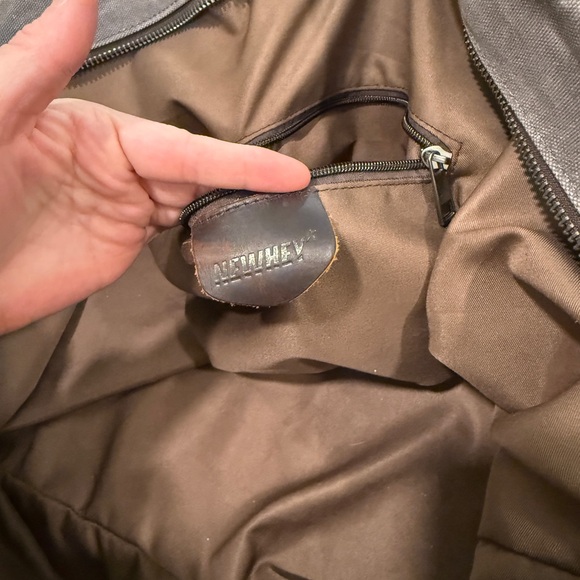NEWHEY Gray canvas Duffel travel Bag with Brown Leather Straps waxed canvas - Picture 10 of 12
